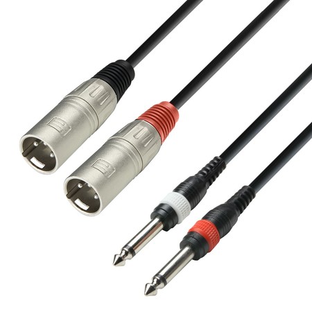 Image principale du produit Câble audio 2 x XLR mâles vers 2 Jack mono mâles 6,3 mm 1m