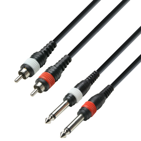 Image principale du produit Câble audio 2x RCA mâles vers  Jack 6.3 mm mono 1m