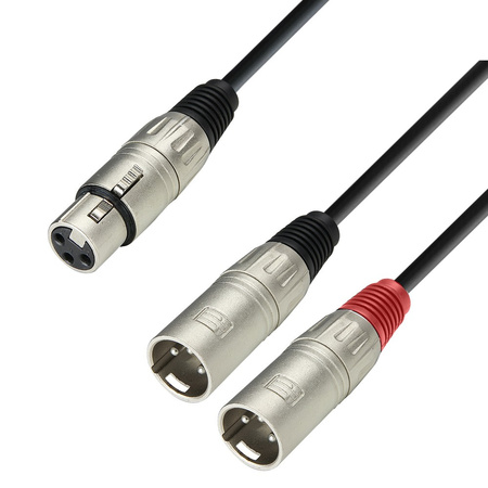 Image principale du produit Câble audio 1 x XLR femelle stéréo vers 2 x XLR mâles gauche et droite 1m
