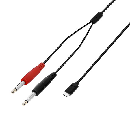Image principale du produit Câble USB-C en Y | 2 x jack TS mâle x USB-C | 1,5 m