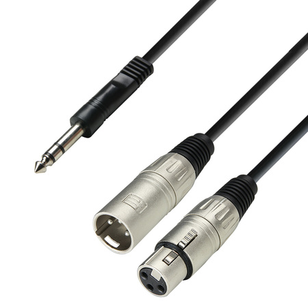 Image principale du produit Audio Câble d'insert Jack 6.3 mm stéréo vers XLR mâle + XLR femelle, 6 m