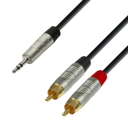 Image principale du produit Câble Audio REAN Mini-Jack 3,5 mm stéréo vers 2 x RCA mâle 0,9m