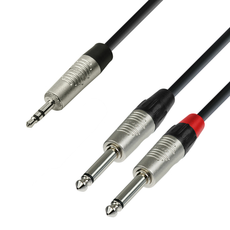 Image principale du produit Adam Hall Cables K4 YWPP 0090 - Câble Audio REAN Mini-Jack 3,5 mm stéréo vers 2 x Jack 6,35 mm mono 0,9m