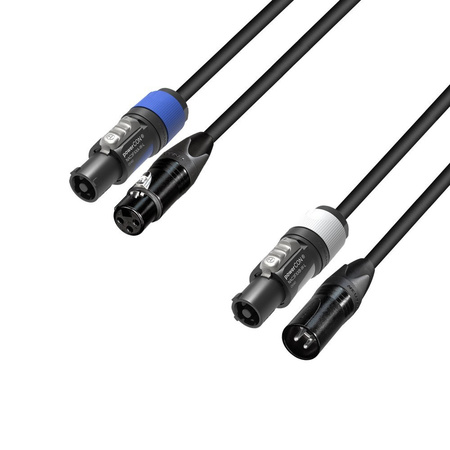 Image principale du produit Câble Alim 3x2.5mm2 et DMX 0.22mm2 PowerCon & XLR 3 broches neutrik 3m