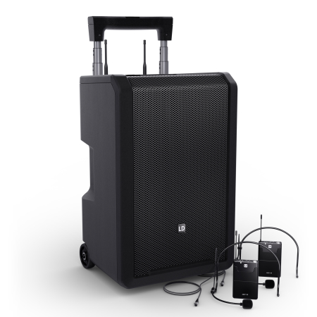 Image principale du produit ANNY 10 BPH 2 B5 LD Systems - Enceinte sur batterie 10 pouces bluetooth avec 2 micros serre-tête HF bande B5