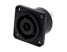 Image principale du produit Neutrik NLT8MP-BAG - Connecteur de châssis mâle 8 broches, plaque noire chromée, coupelles à souder ou languettes de broches plates 1/4