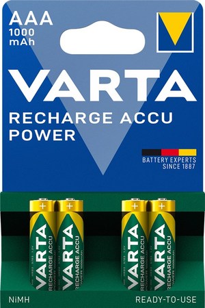 Image principale du produit Lot de 4 piles rechargeable Varta LR3 AAA 1000 mAh