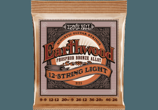 Image principale du produit 2153 ERNIE BALL - Jeu de cordes acoustiques - Light 12 cordes 9-46