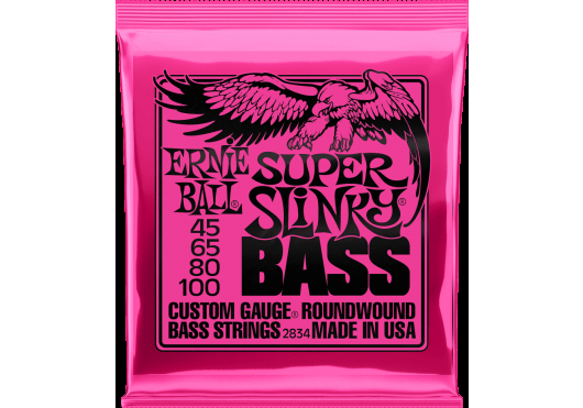 Image principale du produit 2834 ERNIE BALL - Jeu de cordes de basse - Super slinky 45-65-80-100