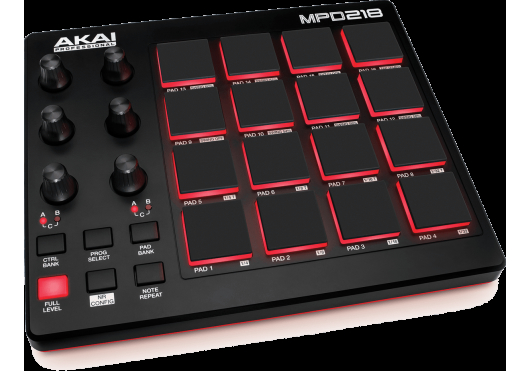 Image principale du produit MPD218 AKAI PROFESSIONAL - 16 pads 6 potentiomètres