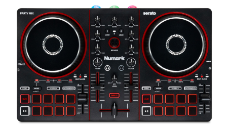 Image principale du produit PARTYMIX3 NUMARK - Contrôleur DJ 2 voies portable 3 LED USB-C