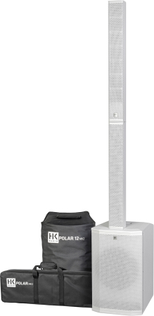 Image principale du produit POLAR12-MK2-W HK AUDIO - Système colonne amplifié Bluetooth TWS + mixeur + housses blanc
