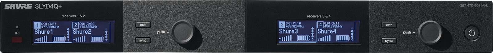 Image principale du produit SLXD4Q+E-G65 SHURE Récepteur quad bande G65 470-606 MHz HF numérique