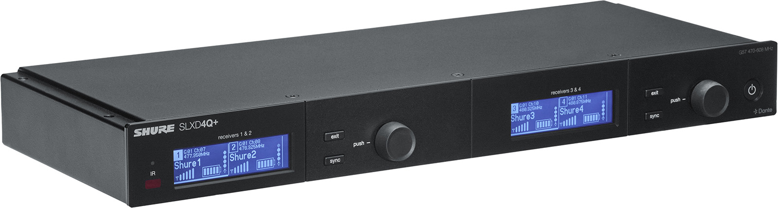 Image nº3 du produit SLXD4QDAN+E-G65 SHURE Récepteur quad Dante bande G65 470-606 MHz
