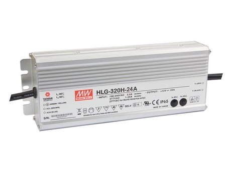 Image principale du produit Alimentation 24V 320W DC Meanwell IP65 HLG-320H-24A