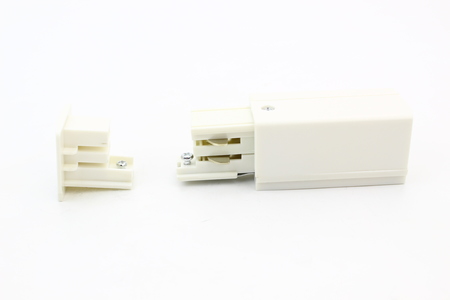 Image principale du produit Connecteur pour rail triphasé alim et fin gauche blanc 230V