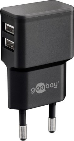 Image principale du produit Double chargeur USB noir 2.4A