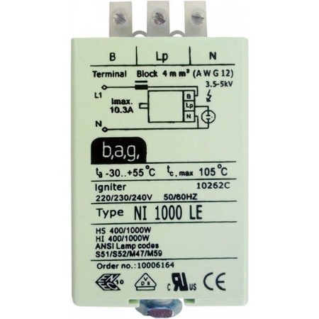 Image principale du produit Amorceur BAG NI 1000 LE pour HI et HPS 400W à 1000W