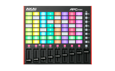 Image principale du produit Contrôleur AKAI APC MINI MK2  8x8 pads rétroéclairés RVB LED, 9 faders