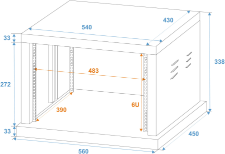 Image secondaire du produit Armoire de RACK 6U acier simple