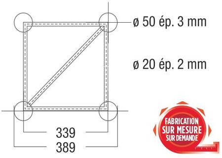 Image secondaire du produit Angle Structure Carrée aluminium 390mm 2 departs 45° ASC4020