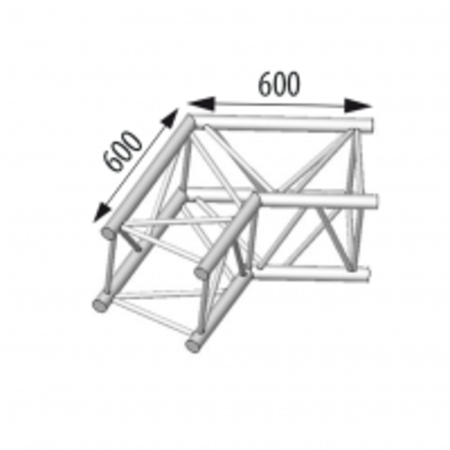 Image principale du produit Angle Structure Carrée aluminium ASD 390mm 2 departs 120° ASC4024