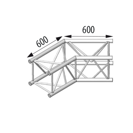 Image principale du produit Angle Structure Carrée aluminium ASD 390mm 2 departs 135° ASC4025