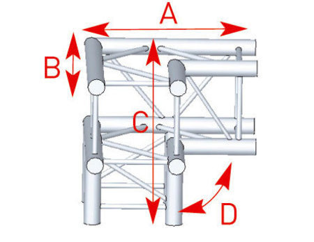 Image principale du produit Angle 3 départs 3D type pied structure carrée ASD ASZ 31 FC angle 290mm Forte charge