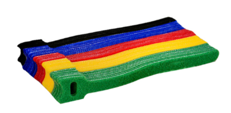 Image principale du produit Lot de 50 attaches câble crochet boucle 5 couleurs assorties 150mm