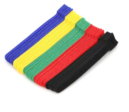 Image principale du produit Lot de 50 attaches câble crochet boucle 5 couleurs assorties 300mm