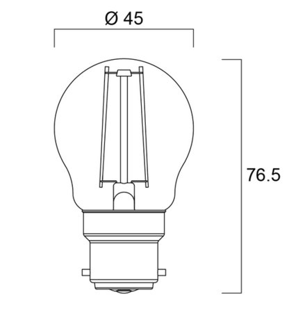 Image secondaire du produit Ampoule led sphérique G45 B22 filament 250 lumens blanc chaud