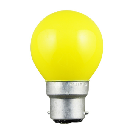 Image principale du produit Ampoule sphérique B22 230V 15W jaune opale