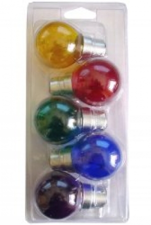 Image principale du produit lot de 5 Ampoules sphérique couleur translucides B22 230V 15W