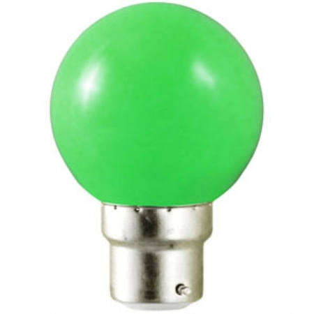 Image principale du produit Ampoule sphérique B22 230V LED 0,8W VERTE