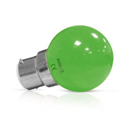 Image secondaire du produit Ampoule LED B22 sphérique 1W Vert Blister x 2