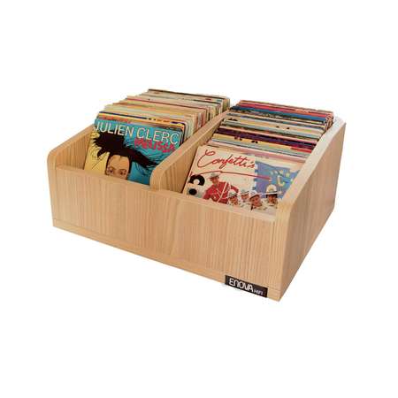 Image principale du produit Vinyle BAC 45T BL Enova Hifi bac de rangement bois pour 120 45t vinyles