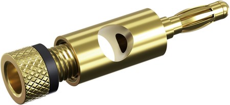 Image secondaire du produit Fiche Banane 4 mm Dorée – Connecteur à Visser avec Anneau Noi