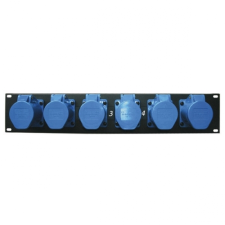 Image principale du produit Barre de patch rackable 2U 6 embase P17 femelle 16A