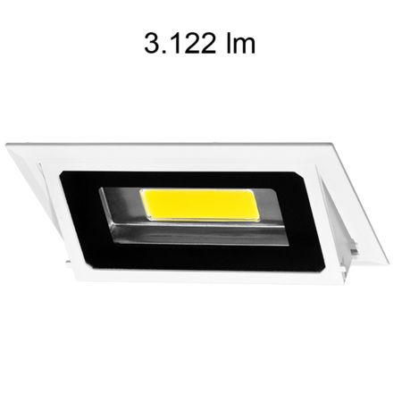 Image principale du produit Downlight rectangulaire inclinable BONN 30W 4200K 3122 lumens chassis encastrable blanc