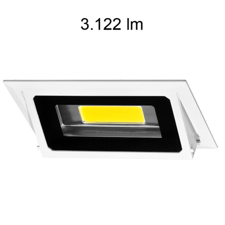 Image principale du produit Downlight rectangulaire inclinable BONN 30W 4200K 3122 lumens chassis encastrable blanc