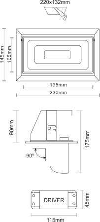 Image nº3 du produit Downlight rectangulaire inclinable BONN 30W 4200K 3122 lumens chassis encastrable blanc