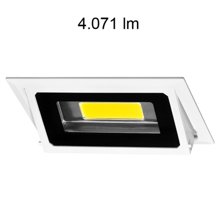 Image principale du produit Downlight rectangulaire inclinable BONN 35W 4200K 4071 lumens chassis encastrable blanc