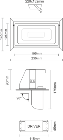 Image secondaire du produit Downlight rectangulaire inclinable BONN 35W 4200K 4071 lumens chassis encastrable blanc