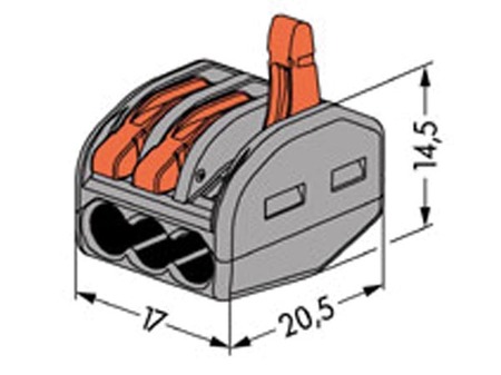 Image principale du produit Borne de connexion de type WAGO 3 X 0.08 à 4mm cond souple ou rigide