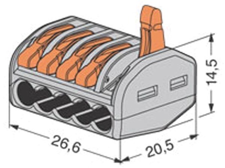 Image principale du produit Borne de connexion de type WAGO 5 X 0.08 à 4mm cond souple ou rigide