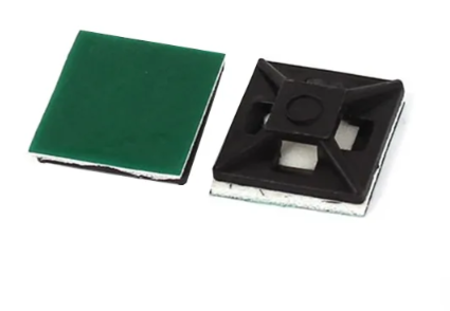 Image secondaire du produit Lot de 100 embases adhésives noires 20x20 épaisseur 6mm passage serre câble 3.5mm max