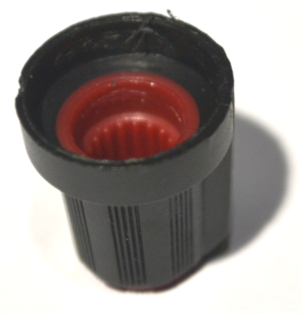 Image secondaire du produit Bouton pour potentiomètre rotatif rond axe 6mm 15X16mm noir rouge