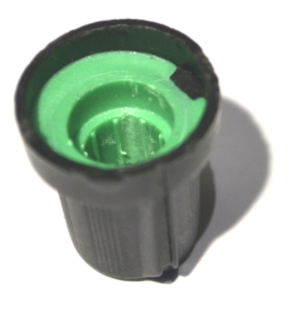 Image secondaire du produit Bouton pour potentiomètre rotatif rond axe 6mm 15X16mm noir vert