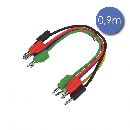 Image principale du produit lot de 6 câbles de patch mini jack mono avec reprise arrière 90cm