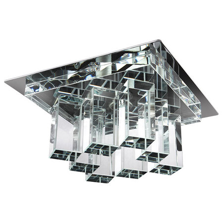 Image principale du produit Plafonnier chrome transparent et vasque en verre